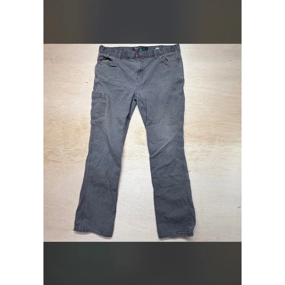 Ariat Rebar M7 Pants Men 40/34 Grey Good Slim Straight Leg Utility Canvas